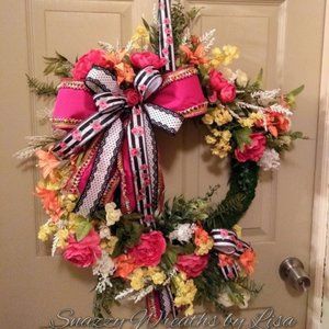 Spring Wreath, Summer Wreath, Floral Moss Wreath, Mothers Day Gift, Spring Decor